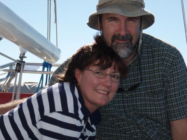Yvette and Angus aboard Stargazer - Photo by Delores Carter