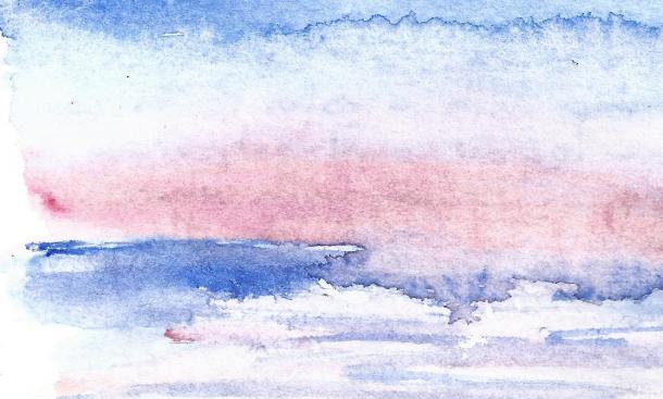 Wild ocean sunset watercolour