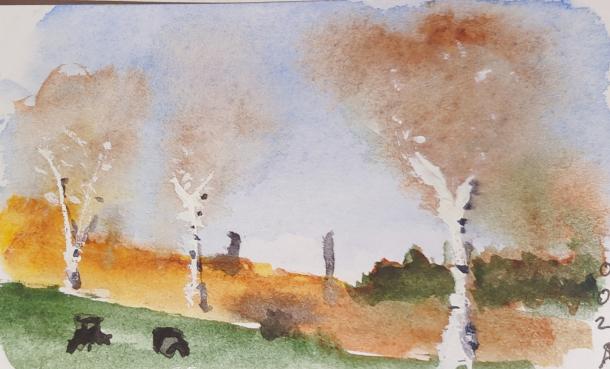 Watercolor fall landscape