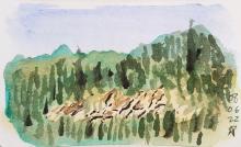 Rocky cliff on the shores of the Similkameen River - watercolour