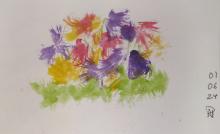 Watercolour of a shock of flowers