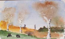 Watercolor fall landscape